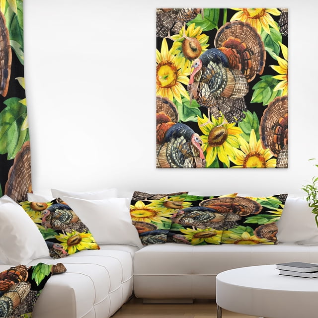 Dinde avec Tournesols - Impression sur Toile Florale