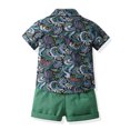 thumbnail image 5 of XAOFW Back To School Outfits For Boys Short Sleeve Floral Print Bowtie Shirt Shorts Baby Toddler Summer Gentleman Sets 6-12 Months, 5 of 5