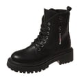 thumbnail image 3 of Boots Women Round Toe Chunky Heel Side Zipper Lace-up Ankle Boots Women's Casual Comfortable Boots Winter Outdoor Dressy Booties Shoes, 3 of 10