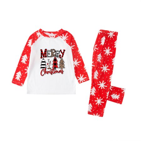 

REORIAFEE Christmas Pjs for Family Christmas Print Tops+Pants Family Matching Pajamas Set Kids 2 Years