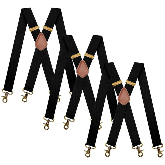 3 Pack Fasker Suspenders for Men Heavy Duty 1.4 Inch Adjustable Elastic Straps X-Back Mens Suspenders