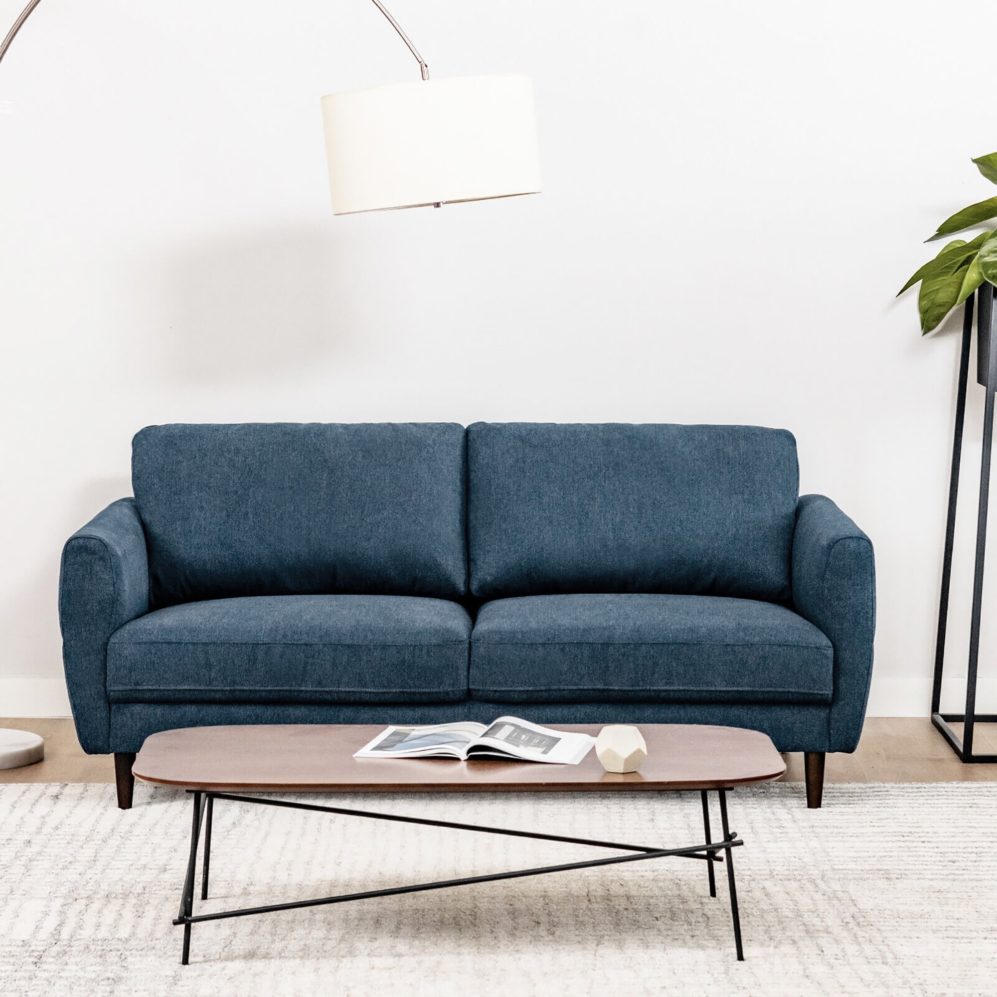 Gymax 72'' Fabric Sofa Couch Living Room Small Apartment Furniture w/ Wood Legs Navy
