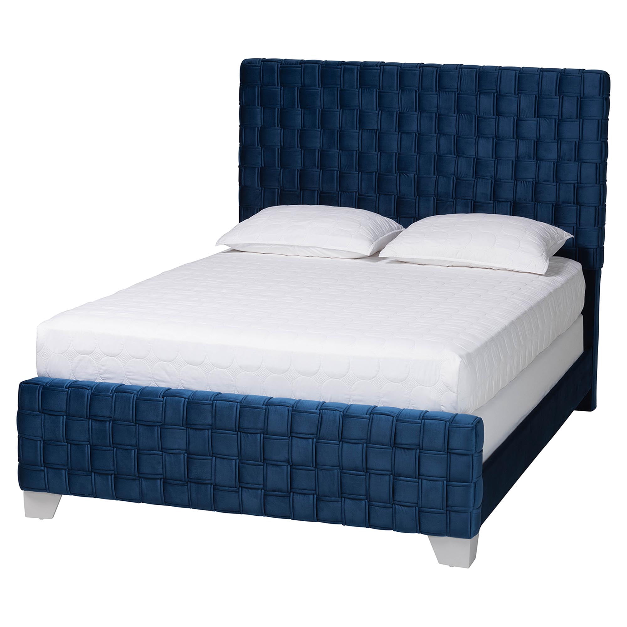 Baxton Studio Emlyn Glamour Panel Bed, Queen, Grey