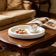 thumbnail image 3 of Decorative Wooden Bead Tray - Elegant Circular Serving Tray Ideal for Kitchen Countertops Fruit Displays and Home Decor, 3 of 5