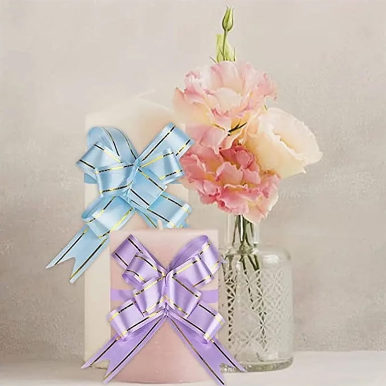 50pcs Mini Gift Bows - Silver Gray Satin Bows With Twist Ties, 2.56"x2.64", For Wrapping, Crafts, Wedding, Christmas