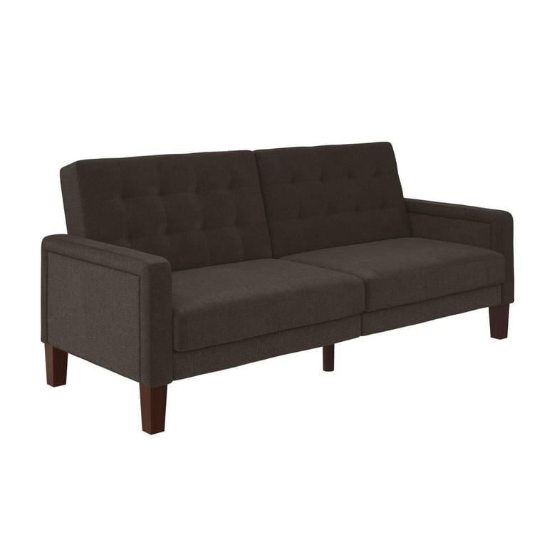Better Homes Gardens Porter Fabric Tufted Futon Gray Linen
