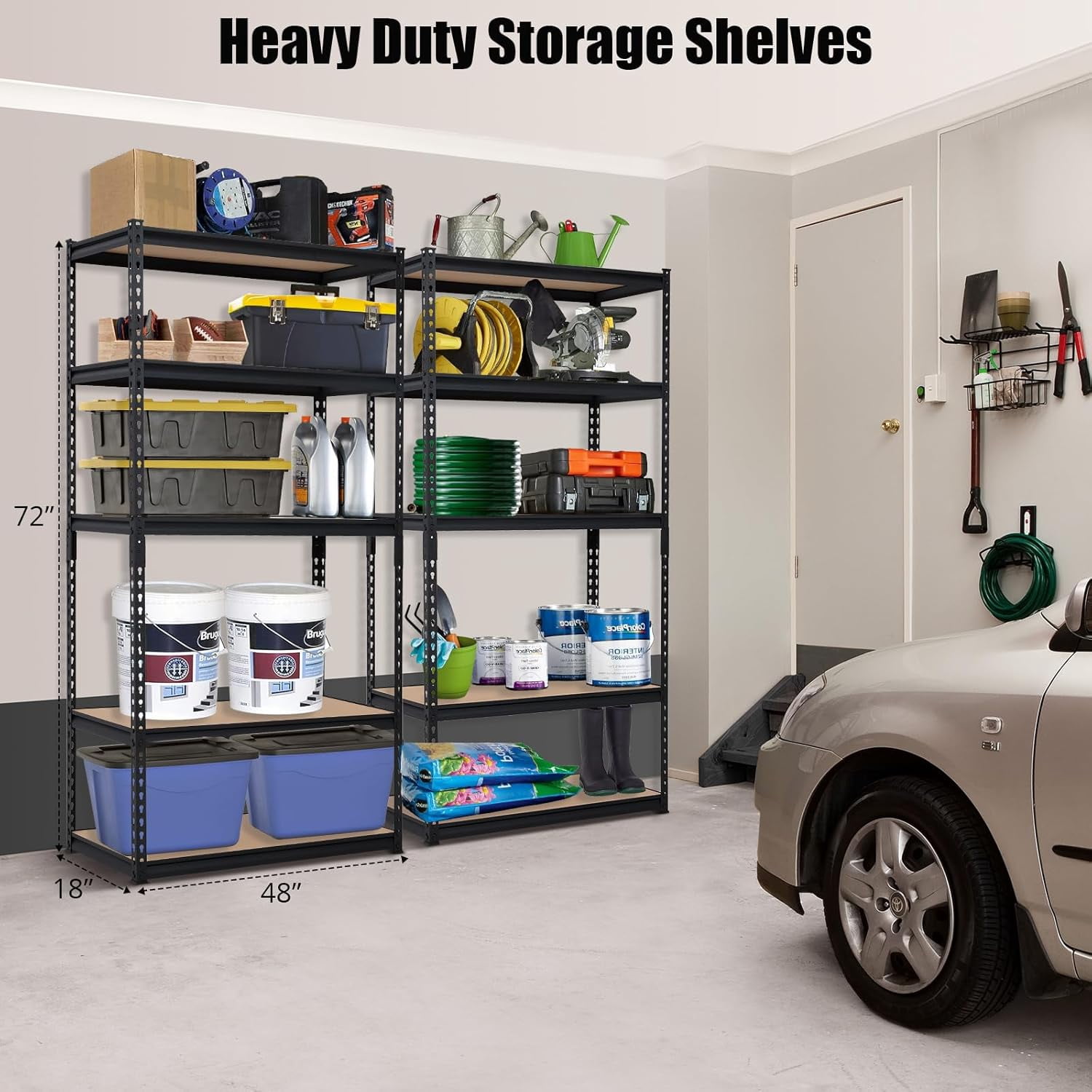 Heavy Duty Storage Shelves 36" x 18" x 72", 5 Tier Durable Metal Construction, Adjustable Shelving, Storage Utility Rack Shelf Unit for Garage, Kitchen, Warehouse