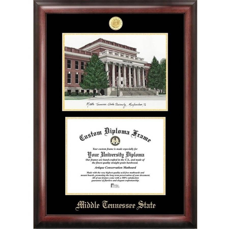 Middle Tennessee State 8.5" x 11" Gold Embossed Diploma Frame with Campus Images Lithograph
