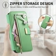 thumbnail image 5 of 2 In 1 Case for iPhone 16, Rugged Shockproof Heavy Duty Detachable Magnetic Clasp Kickstand Ring Holder RFID Blocking Zipper Pocket Full Body Protection Wallet Case Cover - Green, 5 of 11