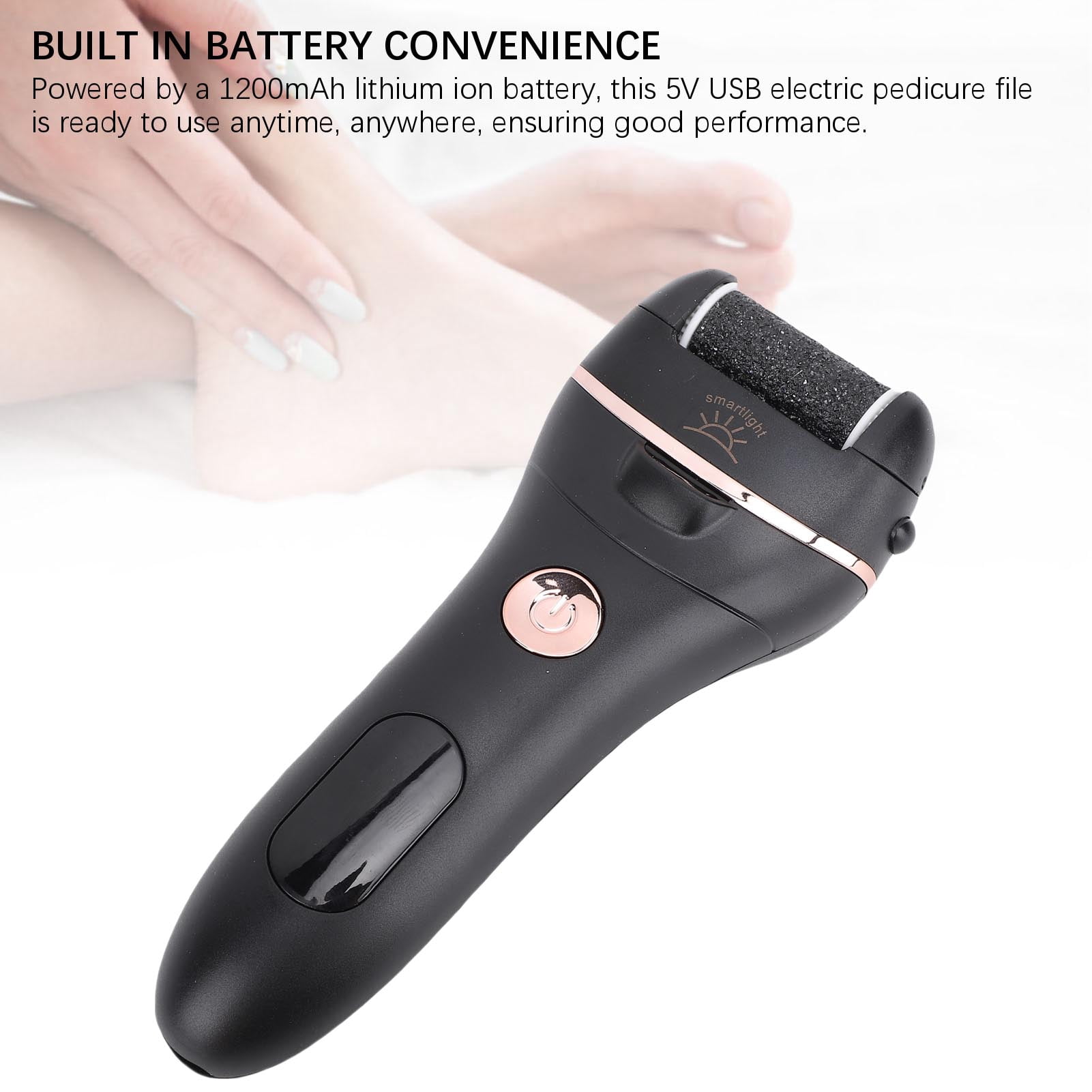 YAHHU Electric Foot Callus Remover, Waterproof Electronic Foot File for Hard Dead Skin and Cracked Heels, Portable Pedicure Tools for Feet Care, 7.48 inches / 19.0 cm