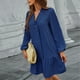 thumbnail image 5 of Mujer Casual Volantes Dobladillo Botones sólidos Línea A Manga larga Vestidos con cuello en V Fridja  yut5790, 5 of 8