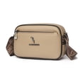 thumbnail image 2 of Bolsa bandolera de piel auténtica con correa ancha para mujer, de hombro para el trabajo (caqui) JShteea  Para Estrenar, 2 of 9