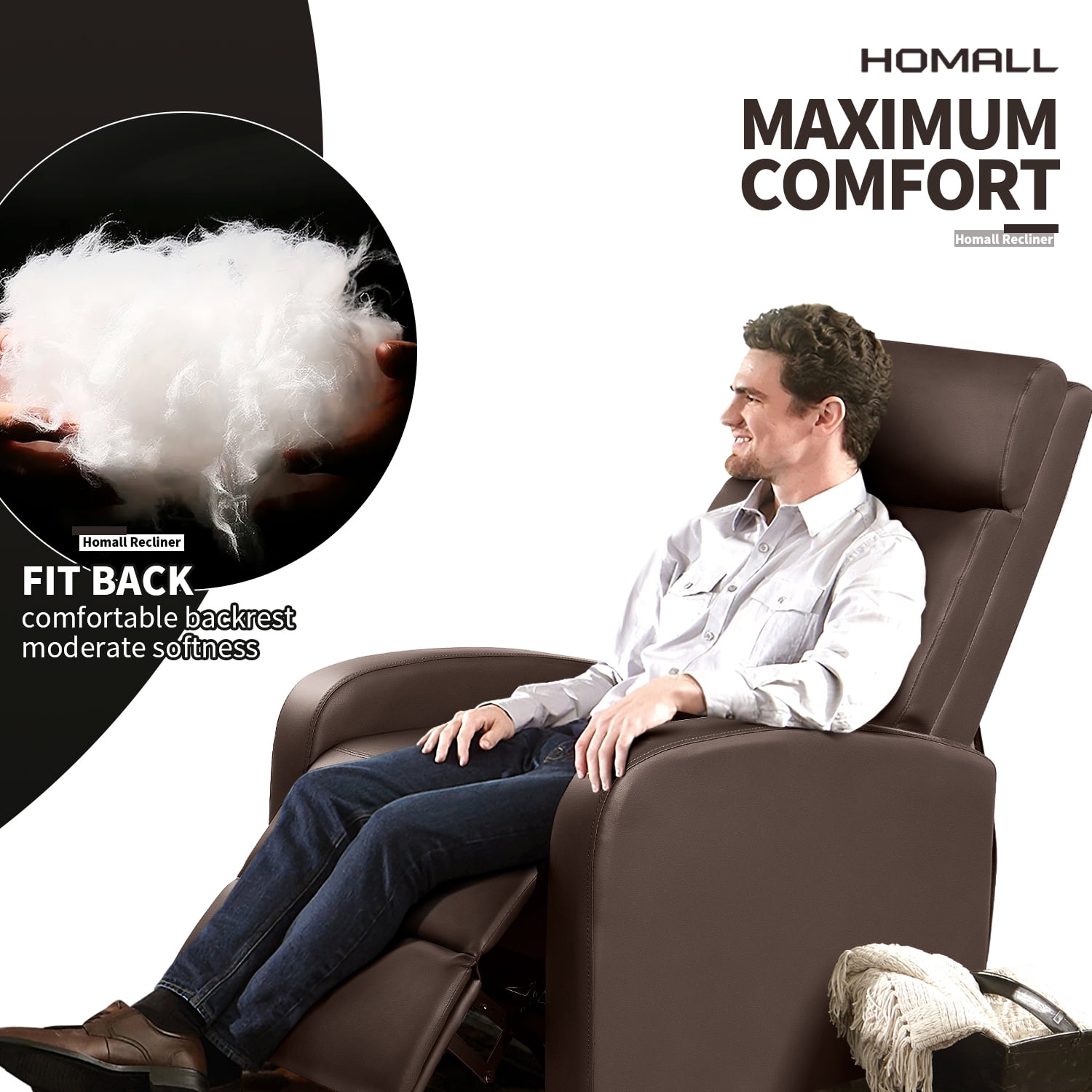 Homall Recliner Chair Padded Seat Pu Leather for Living Room