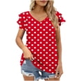 thumbnail image 1 of XMMSWDLA Blouses à Manches Lanternes Froncées à Cordon de Serrage pour Femmes Crop Tops Décontractés Élégants Chemises de Football Rouges pour Femmes, 1 of 5