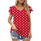 thumbnail image 1 of Camisas de Cuello de Tripulación de Manga Corta para las Mujeres Plisado Mangas de Ruffle, Cuello Redondo Casual Primavera Y Blusa de Verano, 1 of 5
