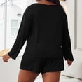 thumbnail image 5 of Njagoc3 Women's Plus Size Scalloped Hem Lounge Set Long Sleeve Crew Neck Top with Shorts 2 Piece Summer Sleepwear, 5 of 6