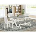 thumbnail image 2 of East West Furniture 6-Piece Modern Dining Table Set Includes a Kitchen Table - 4 Cream Linen Fabric Dining Chairs with Stylish Back and a Dining Bench - Wire Brushed Linen White Finish, 2 of 2