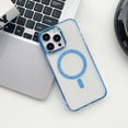 thumbnail image 1 of Crystal Clear Case for iPhone 12 Pro Max, Magnetic Cover Compatible with MagSafe Wireless Charging, Hybrid Rugged PC + TPU Dustproof Shockproof Lens Protection Case for iPhone 12 Pro Max,Clear/Blue, 1 of 10