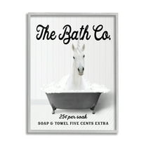 Stupell Industries Vintage Bathtub Unicorn Animals & Insects Painting Gray Framed Art Print Wall Art, 11 x 14