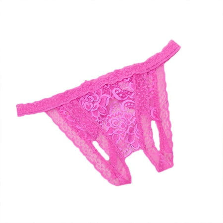 BKQCNKM Thongs for Women  Lace Underwear for Women  Lace Thongs  Crotchless Sensuality Underpant Lace Hollow  Valentines Day Underwear Hot Pink One Size