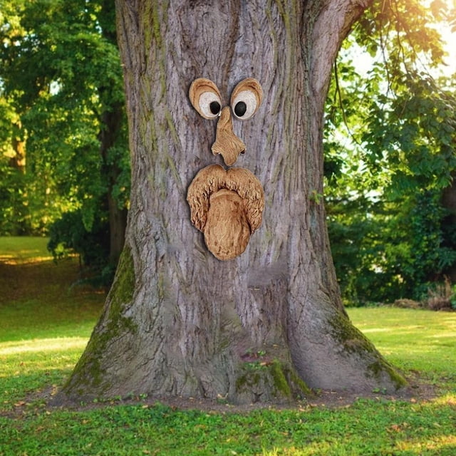 Fairy Garden Sculpture Creative Crafts Bark Ghost Tree Monster Facial Características faciales Hugtrwg Para estrenar