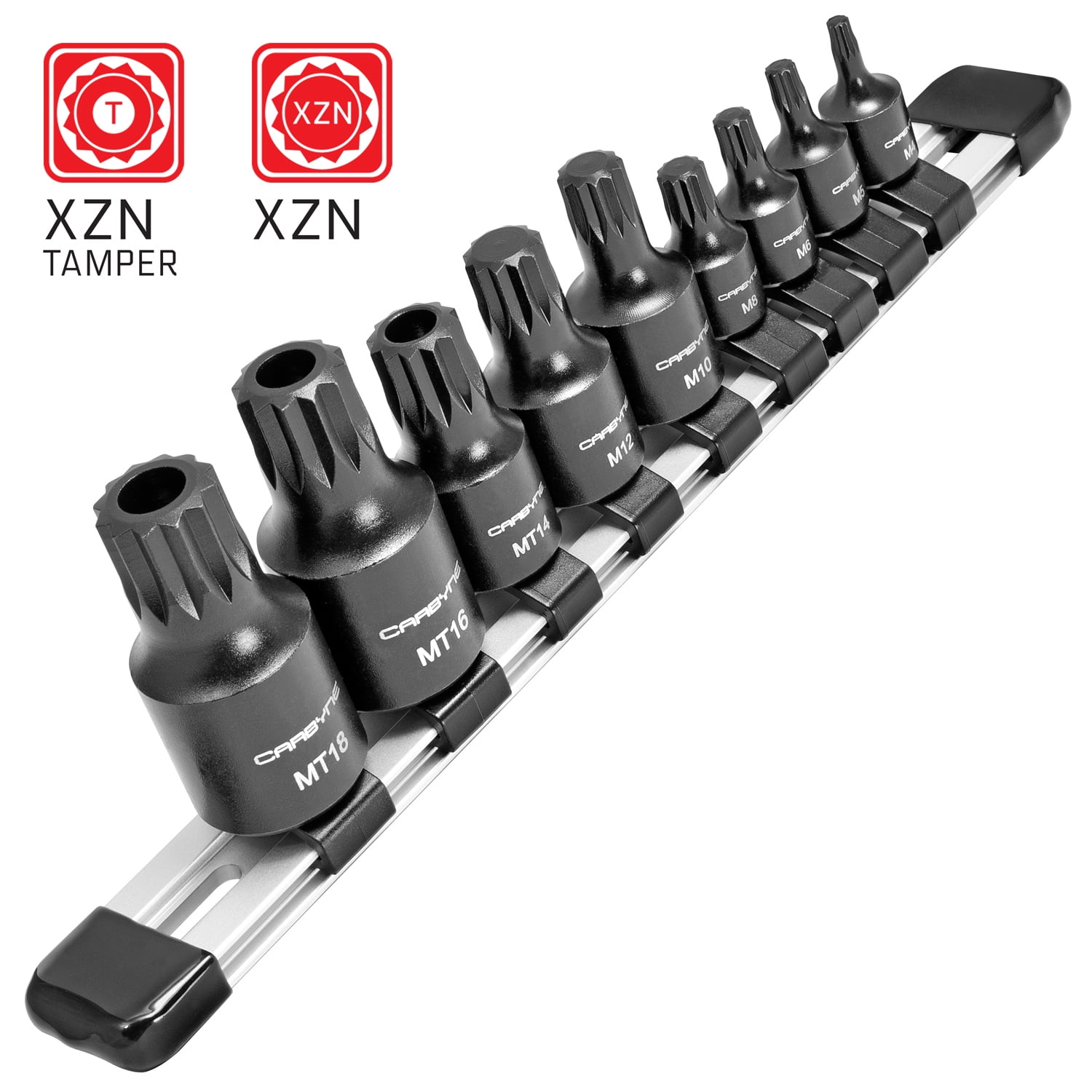 CARBYNE 9 Piece XZN Triple Square Bit Impact Socket Set, 4mm to 18mm Chrome Molybdenum Steel