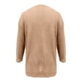 thumbnail image 7 of ManxiVoo Women Loose Round Neck Long Sleeve Top Waffle Texture Slit Hem Comfort Fit Casual Pullover Soft Stretch Blouse S Size Khaki, 7 of 7