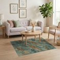 thumbnail image 3 of ODIKA 4'x6' Washable Area Rug Flowing Liquid Motif Teal Amber Elegant Flat Decorative Surface for Bedroom, Reading Nook, Pet Friendly & Non-Shedding, 3 of 7