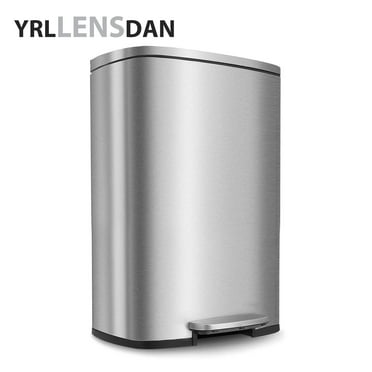 YRLLENSDAN 13 Gallon Trash Can with Foot Pedal Stainless Steel Garbage Can with Lid Waterproof Trash Bin Kitchen Bathroom Bedroom Step Wastebasket,Pink