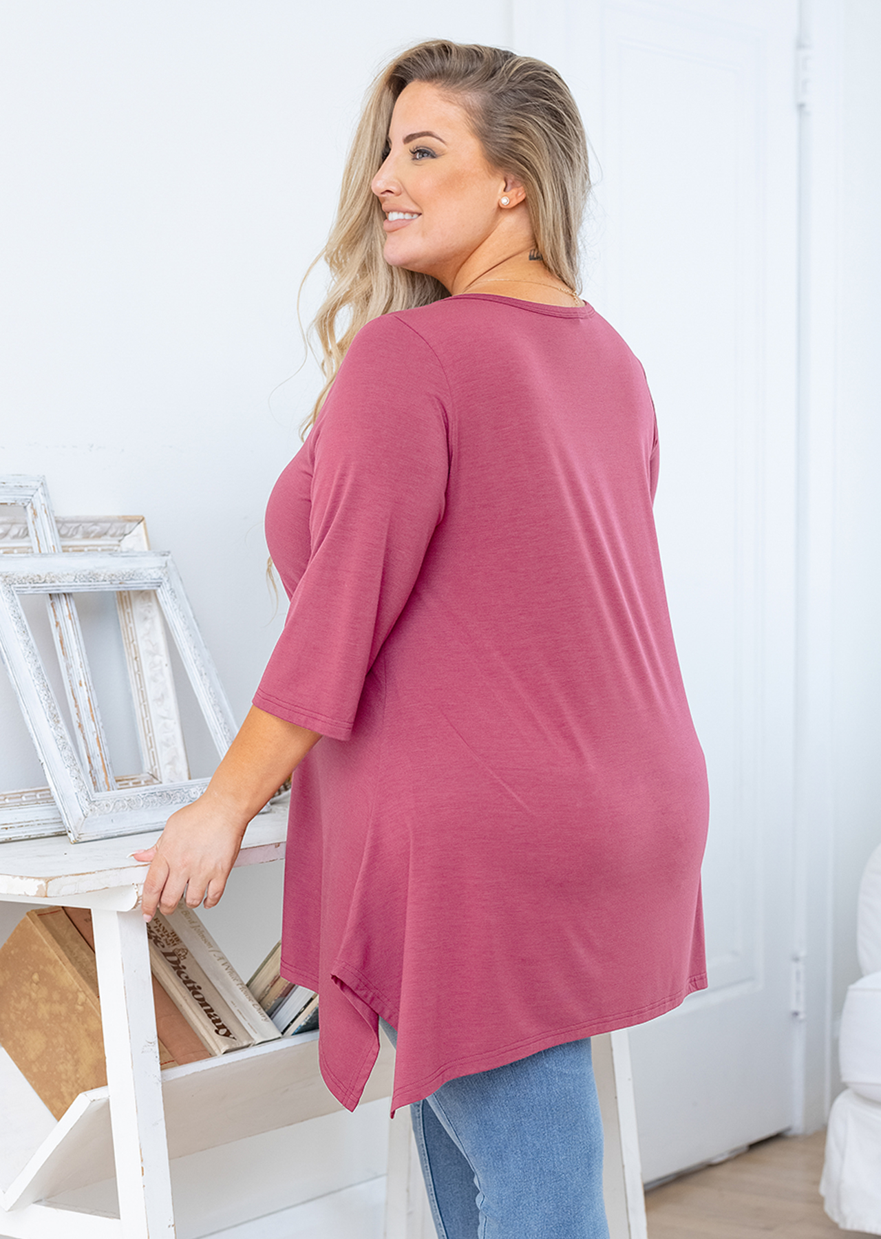 Showmall Plus Size Swing Tunic Top, 3/4 Sleeve photo 7