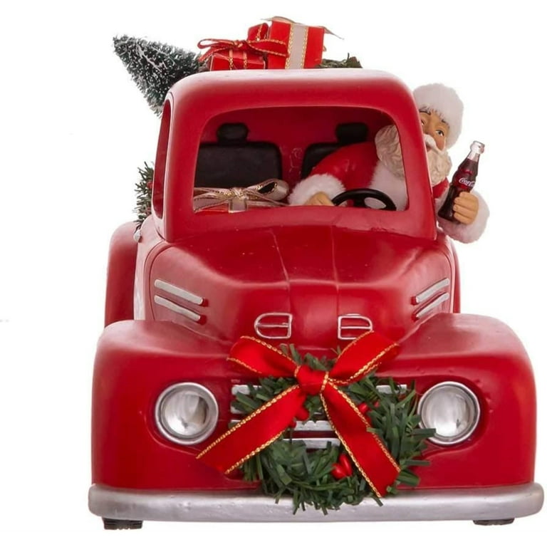 Kurt Adler Coca-Cola Santa Truck Christmas Decor Figurine, Red, 14