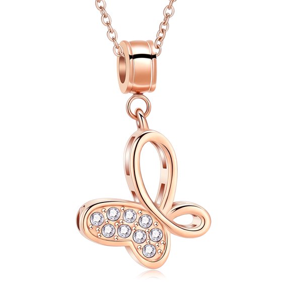 Cremation Jewelry Crystal Butterfly Urn Pendant Necklaces for Women Urns for Human Ashes Memorial Locket Keepsake Ashes Jewelry