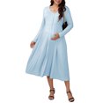 thumbnail image 2 of INSPIRE CHIC Womens Maternity Dresses Button Pleated Knit  Long Sleeve Photoshoot Pregnancy Maxi Dress M Light Blue, 2 of 6