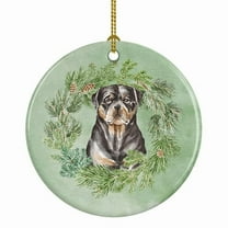 Rottweiler Sitting Tall Christmas Wreath Ceramic Ornament 2.8 in x 2.8 in