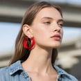 thumbnail image 4 of Red Hoop Earrings for Women Trendy Red Christmas Earring for Daughter Mom 80s 90s Neon Earring Large Hoop Earrings Accessorie Jewelry, 4 of 14