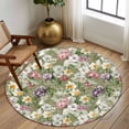 thumbnail image 2 of Round Rug 5Ft Washable Non-Slip, Sage Green Botanical Circle Area Rugs for Living Room Bedroom, Spring Floral Summer Botanical Vintage Indoor Floor Mats Carpet Runner for Home Decor Aesthetic, 2 of 8