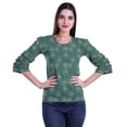 thumbnail image 1 of Moomaya T-Shirt Court pour Femmes en Coton Imprimé à Manches à Volants Grande Taille, 1 of 4