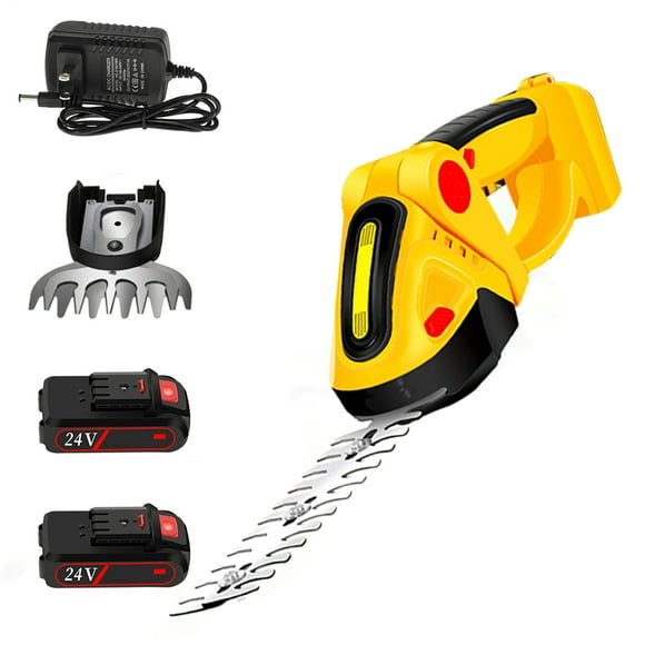 Cordless Hedge Trimmer, 24V Electric Grass Shear Handheld Grass Cutter, Hedge Shear with Rechargeable Batteries and for Garden, Lawn, Plug