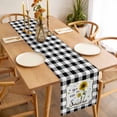 thumbnail image 3 of Table Runner 108 Inches Long for Kitchen Dining, Sunflowers Dresser Scarf Farmhouse, Dining Table Decorations for Wedding/Parties, Yellow Floral Botanical Black White Plaid Farmhouse 13 x 108 In, 3 of 8