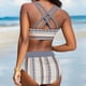 thumbnail image 3 of Pantalones Cortos de Baño de las Mujeres Traje de Baño Dividido Bikini sin Mangas Fringe Beach Trunks Set de Dos Piezas, 85% Nylon 15% Spandex Traje de Baño para Piscina, Playa, 3 of 6