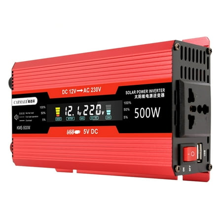 

Walmeck 500W Car Power Inverter to AC Converter Solar Inverter LCD Digital Modified Sinewave Inverter with AC Outlets USB Charging Port On-Off Switch for Car RV Solar Panel
