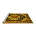 thumbnail image 2 of Ahgly Company Machine Washable Indoor Round Geometric Yellow Traditional Area Rugs, 3' Round, 2 of 4