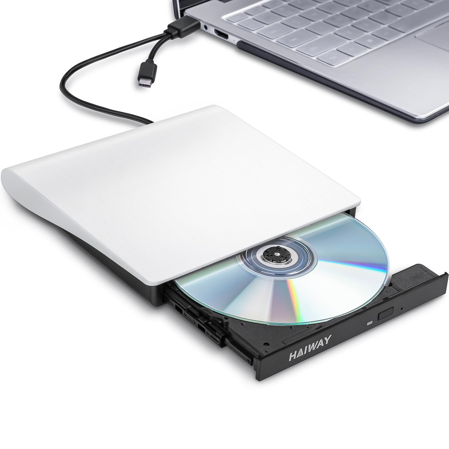 Haiway Unidad de DVD externa, USB 3.0 Tipo-C Grabadora de CD CD ...