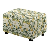 Xoenoiee Lemon Flower Leaves Print Ottoman Slipcover Stretch Rectangle Rectangle Footstool Slipcover Folding Storage Ottoman Covers for Living Room with Elastic Bottom, S