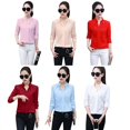thumbnail image 4 of Fashion Women Sexy V-Neck Shirt Women OL Formal Long Sleeve Chiffon Blouse, 4 of 4