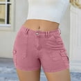 thumbnail image 2 of JDEFEG Womens Denim Shorts Casual Mid Rise Denim Shorts Stretch Ripped Jean Shorts Summer Ripped Jean Shorts Stretch Skinny Denim Shorts Beach Women Shorts Purple Size S, 2 of 8