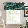 thumbnail image 2 of Rod Pocket Window Valances Abstract Marble Stone Texture Short Kitchen Curtains Green Gold Striped Window Treatment Drapes for Bedroom Bathroom Living Room 60x18In,1 Panel, 2 of 9