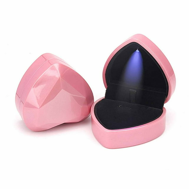 Velvet Ring Box Jewelry Heart Boxes Gift Display Proposal For Necklace Bracelet LED Light Engagement Wedding Case