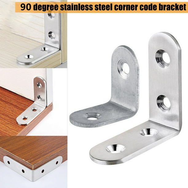 Naturegr 10Pcs Corner Bracket Rustproof Lshaped Stainless Steel Shelf Stand Corner Brace for