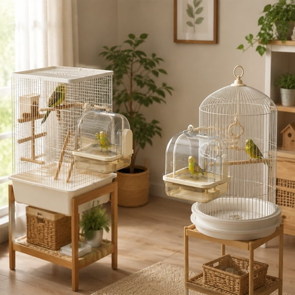 AuroraX Automatic Bird Shower Bath Hanging Bird Bath for Cage Leak-Proof Waterproof Durability Quick-Dry Bird Cage Accessories Brown National Dog Day International Cat Day